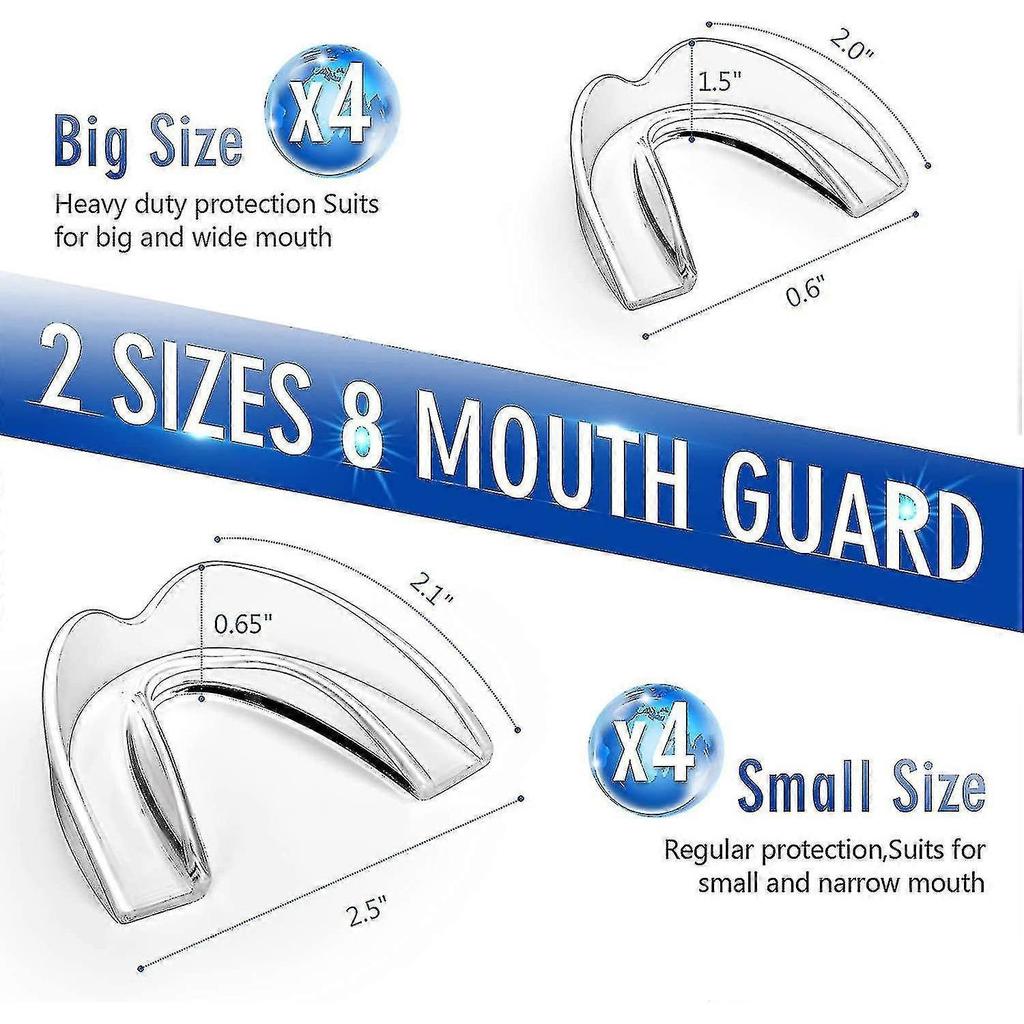 8 Stück Mundschutz gegen Zähneknirschen, 2 Größen für leichtes und starkes Knirschen zum Zähnezusammenbeißen in der Nacht, Bruxismus-dwdz