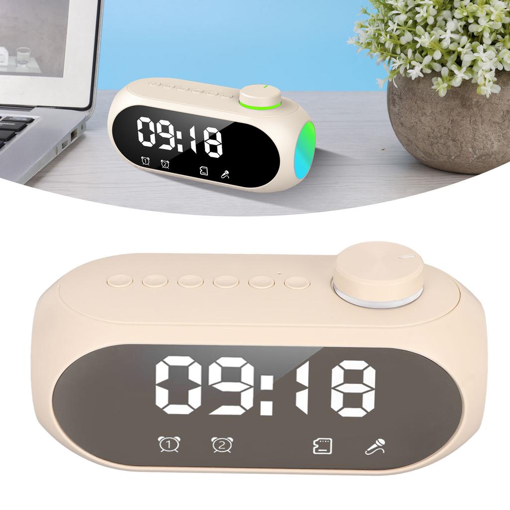 Wireless   Speaker RGB Lighting Strong Bass Temperature Display Voice Broadcast FM Radio Mirror Alarm Clock