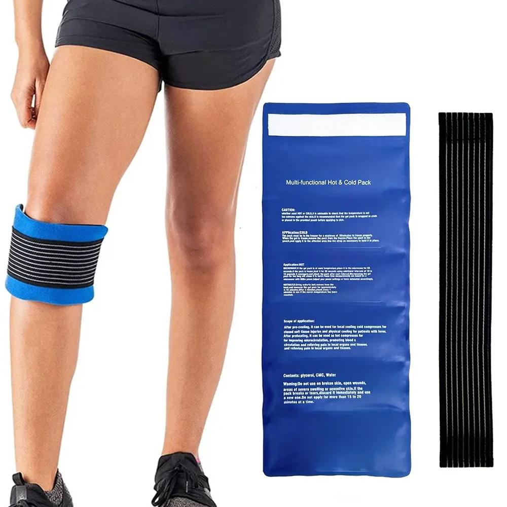 Gel Ice Pack for Injuries Reusable Flexible Hot Cold Therapy Compress with Strap for Shoulder Back Hip Knee Surgery Pain Relief