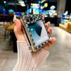 Electroplated Magnetic Leather Phone Case for Samsung Z Flip 6 5 4 3 Flip6 Flip5 Flip4 Flip3 Butterfly Bracket Protective Cover