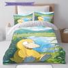 Literie à motif Psyduck Décoration de la maison Cadeau d'anniversaire ( 1 housse de couette + 2 taies d'oreiller, sans garnissage),produits dérivés de fans.