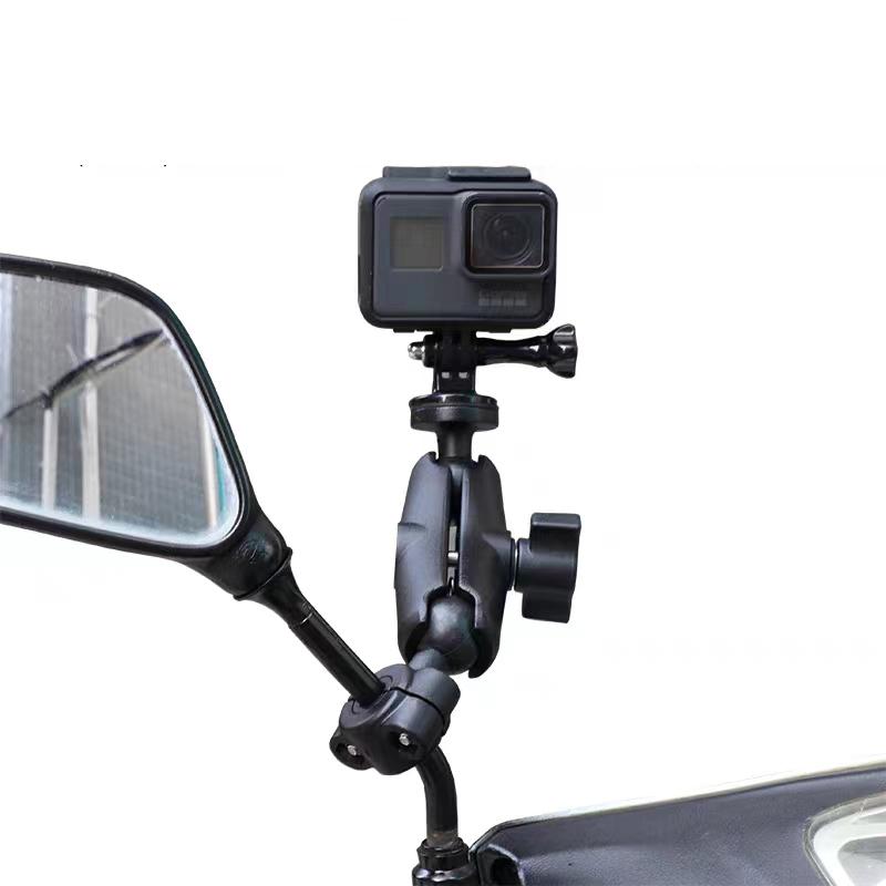 Double Socket Arm Motorcycle Ram Mount Support Compatible with 1 Inch 25mm Ball Components for Gopro Garmin Action Camera