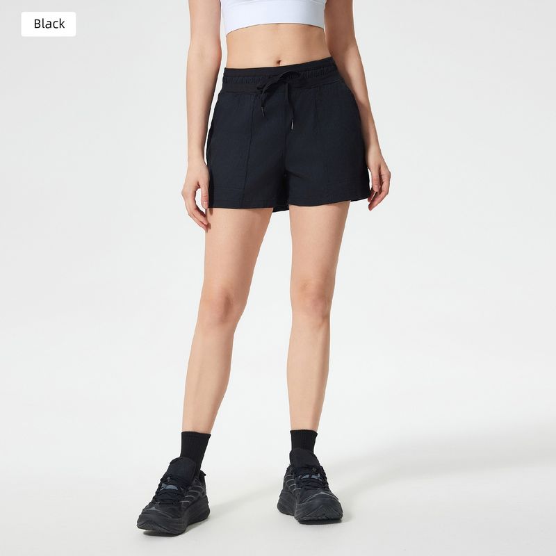 Lu Same Sports Shorts Women 2025 New Loose Casual Ice Feeling Breathable Waist Head Drawstring Fitness Yoga Shorts