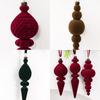 Retro Conical Christmas Ball Ornament - Flocked Tree Decoration 