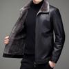 2024 Men's Fleece-Lined & Thin Style Winter Leather Jacket for Middle-Aged and Elderly
