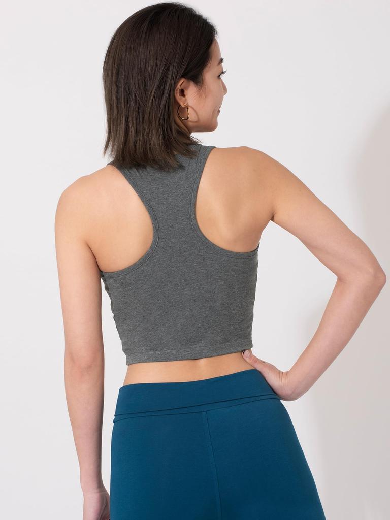 Loopa Natural Tank Yoga Charcoal Size M Women's Y-Back Top, Bra/Bralette, Long/Cropped Length, Gray,