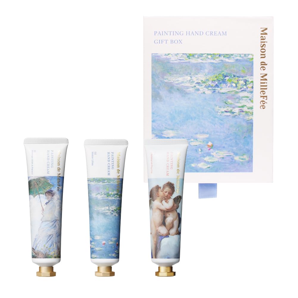 

Maison de Painting Hand Cream Gift Set with 01 Woman with a 02 Water 04 Amour and and fragrance with and A popular gift for both men and MilleFée Box.