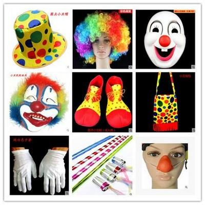 Halloween Clown Costume Kit: Nose, Shoes, Mask, Face Paint, Wig, Hat