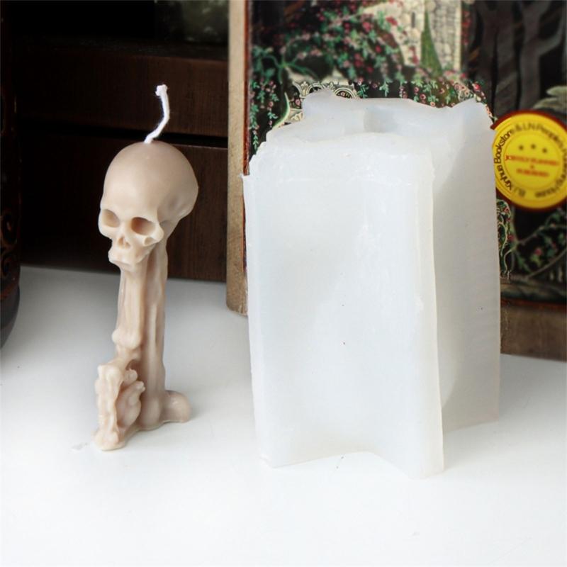 Skeleton Head Silicone Molds for Candle Soap Gypsum Decorations, Halloween Candle Molds for Making Halloween Present