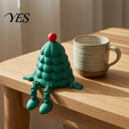 Articulated Tree Figures 3D Printed Christmas Storage Organizer with Removable Lid, Creative Desktop Cute Holiday Containers for Candies Jewelry, Xmas