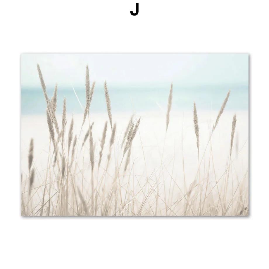 Canvas Painting Nordic Landscape Sea Beach Bike Palm Reed Sea Poster Print Wall Art Pictures For Living Room Home Decor