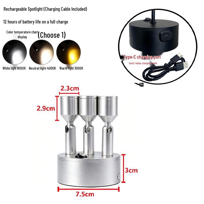 Wireless Jewelry Display Spotlights for Cabinets and Desktops