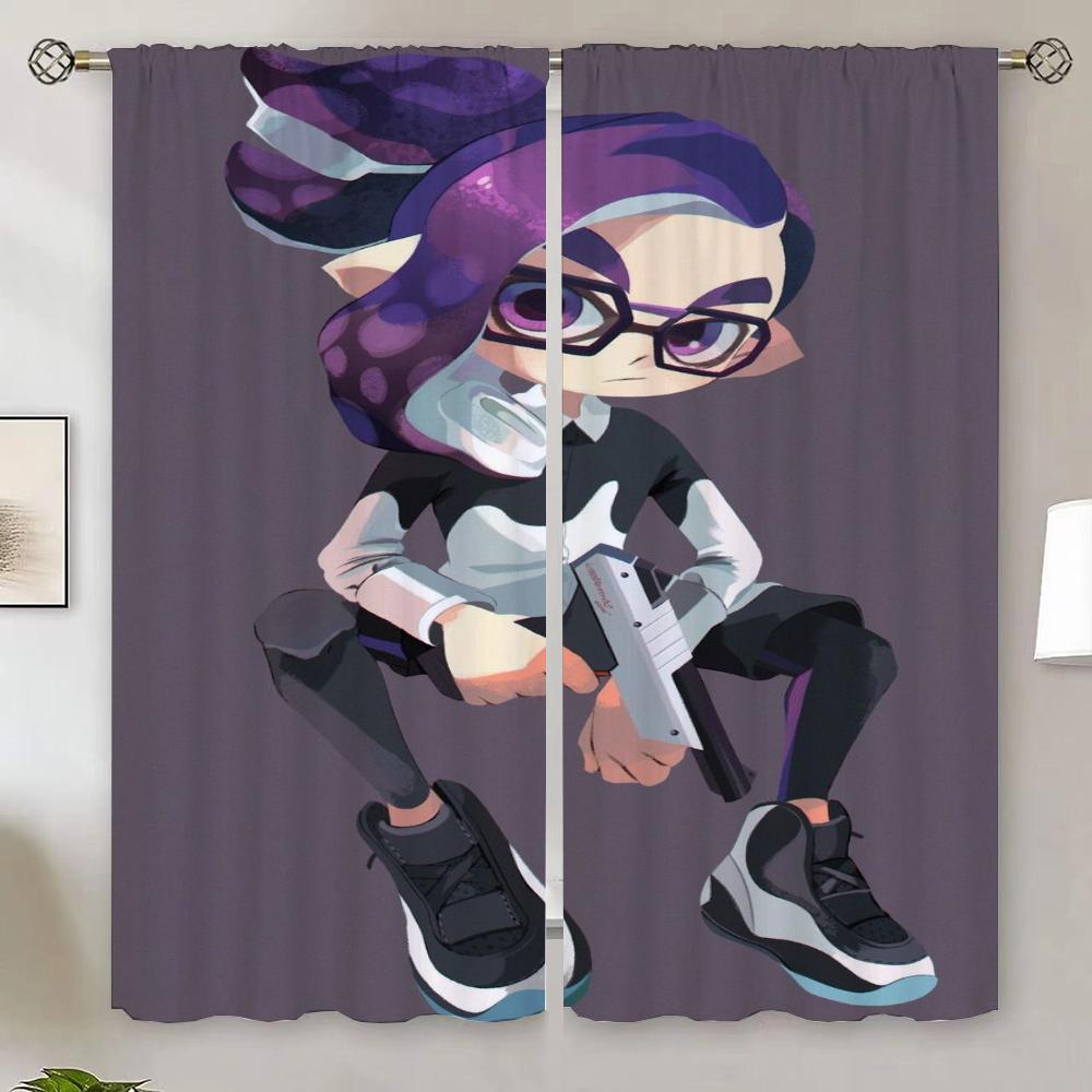Splatoon Küchenvorhänge für Wohnzimmer 2 Elegante Stücke Verdunkelungsvorhang 100% Günstige Dinge mit Kostenlosem Versand für Heimjalousien