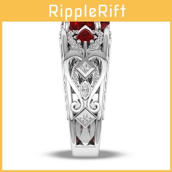 Elegant Women Ladies Rhinestone Princess Heart Shape Jewelry Wedding Ring