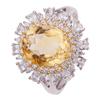 S925 Sterling Silver Colored Jewelry Natural Topaz Amethyst Citrine Ring Women