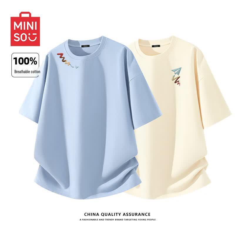 MINISO Men s Pure Cotton Printed Short Sleeve T-Shirt 2-Pack 2XL