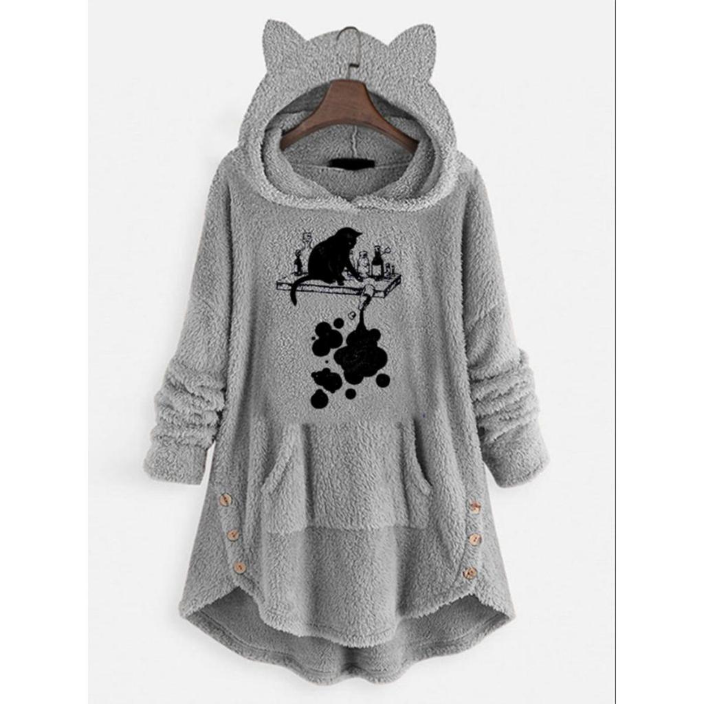Autumn and Winter Hoodie, Women's Hooded Long Sleeved Double-sided Velvet Women's Oversized Jacket