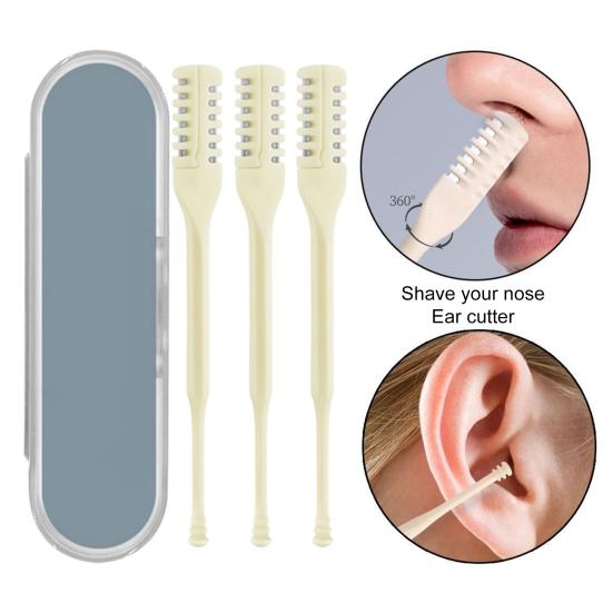 Nasal Hair Cutter Split Ends Trimmer Set 360-degrees Rotation Nose Trimmer Tweezers Portable Manual Hair Removal Tool for Men Women