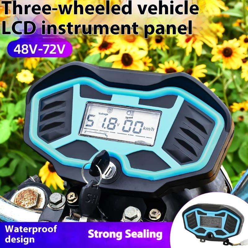 Triciclo Elettrico Resistente alle Intemperie Cruscotto LCD 48V 60V 72V Monitor Universale di Velocità e Batteria Installazione Semplice per Bicicletta