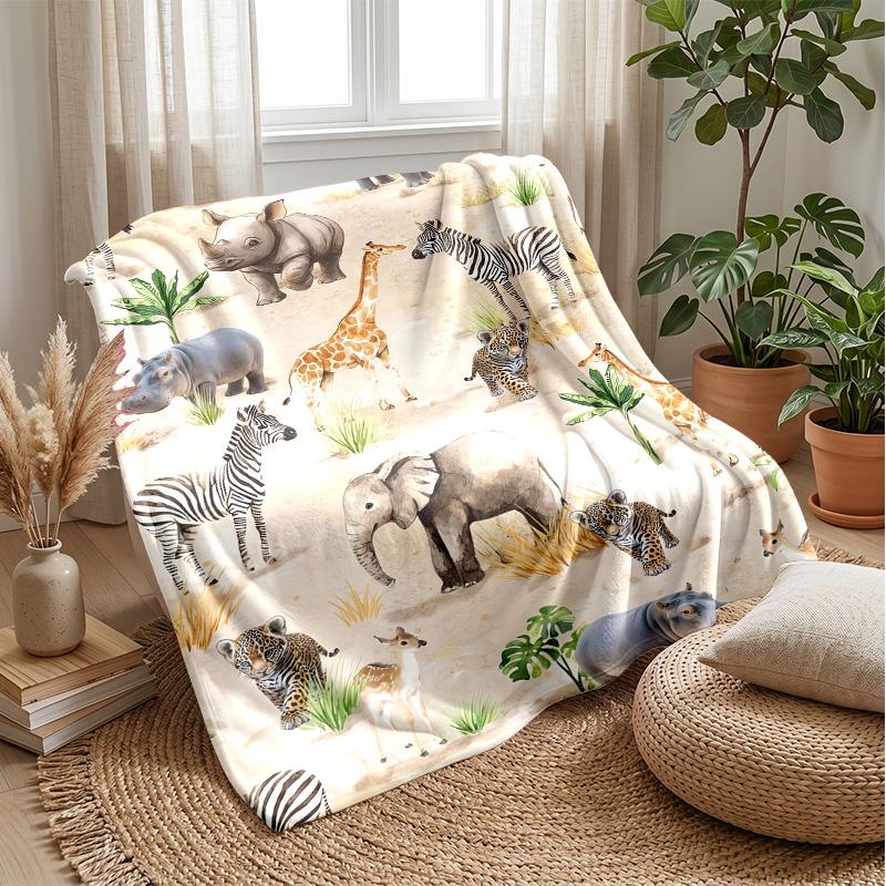 Rural Farm Animals Theme Blanket Lightweight Warm Flannel Blanket Decorative Throw Blanket for Home Decoration