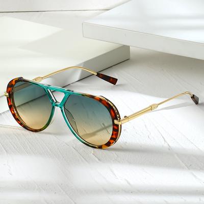 Vintage Pilotní Sluneční Brýle Módní Dvojitý Most Gradientní Vícebarevné Stíny Dámské Trendy Luxusní Design Sluneční Brýle