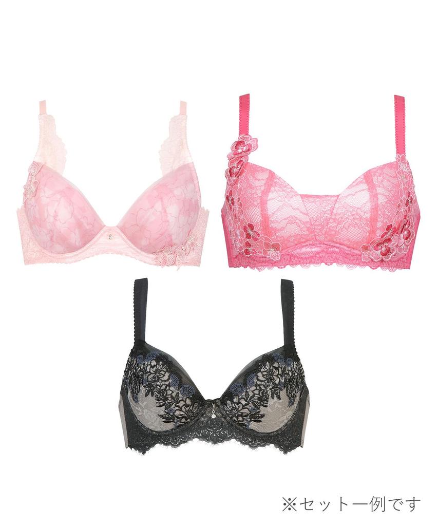 Bra Wing Lesiage Set PB9865 Multicolor D80 [Wing/Wacoal] [Lucky Bag] 3-piece Women's