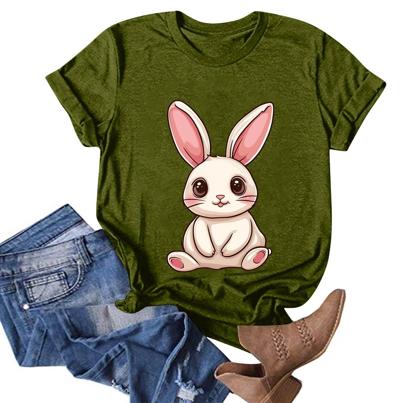 

Женская модная повседневная футболка с круглым вырезом и принтом, пуловер с короткими рукавами, топ L армия зеленый