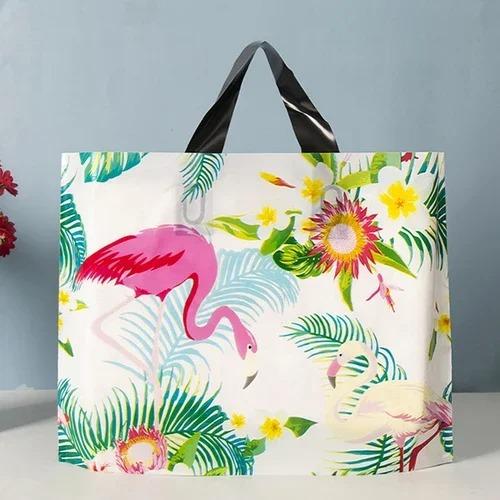 50pcs Plastic Handbag Clothing Store Shopping Packaging Gift Storage Portable Color Shop Universal Bags for Business Pocket