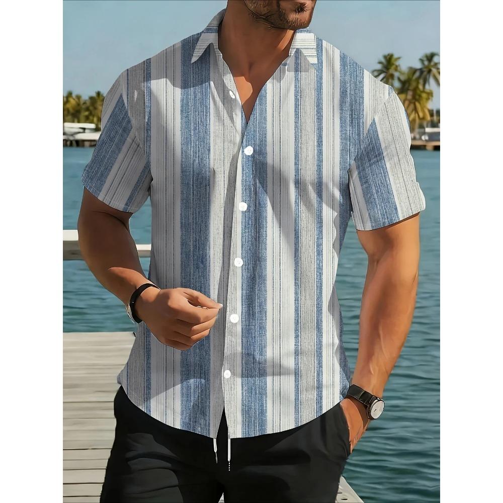 Camicia Hawaiana Estiva da Uomo Manica Corta Stampa Tropicale Fresca Vestibilità Larga Comoda Top da Festa