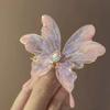 Crystal Butterfly Hair Clip Chinese Retro Heat Shrink Butterfly Hair Clip Niche Design Personality Unique Style Hanfu Side Clip