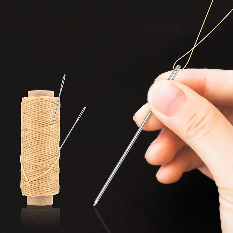 20cs Large Eye Leather Sewing Needles with Clear Bottle Stainless Steel Large Eye Needles Knitting Needles Embroidery Needles