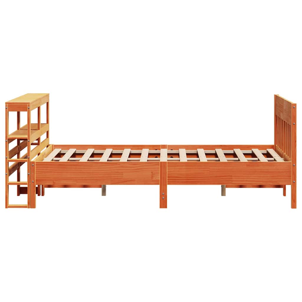 Solid Wood Bed without Mattress Wax Brown 140 x 190 cm Pine Wood