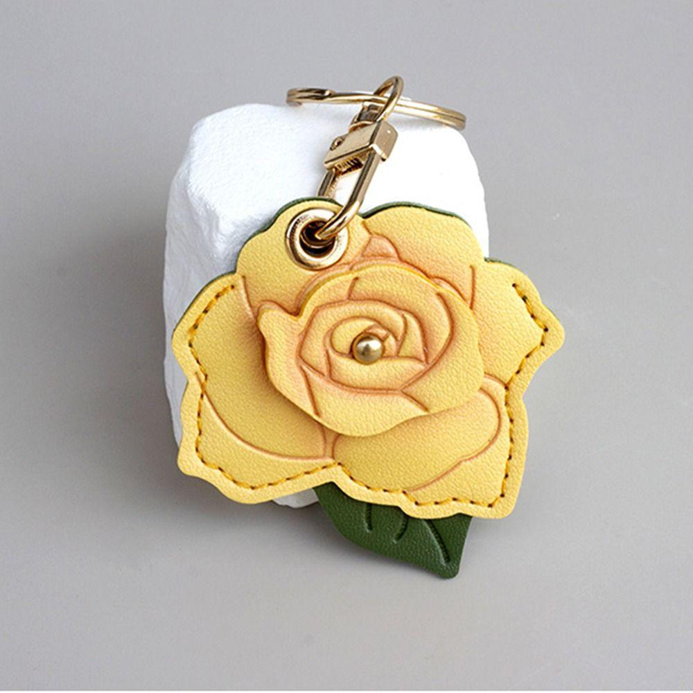 Metal Key Ring Rose Flower Bag Keychain 3D Rose Flower Backpack Pendant  School