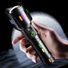 LED Laser Tactical Flashlight 2000 Lumen Zoom Camping Torch Colorful Fluorescent Strip Outdoor Emergency Portable LED Flashlight