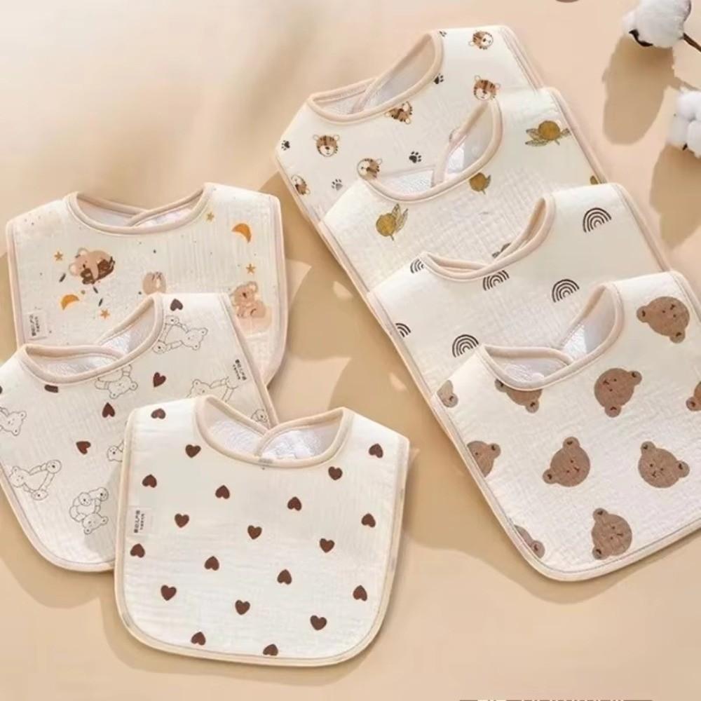Cartoon Print Baby Bibs Cotton Newborn Saliva Towel New Burp Cloths