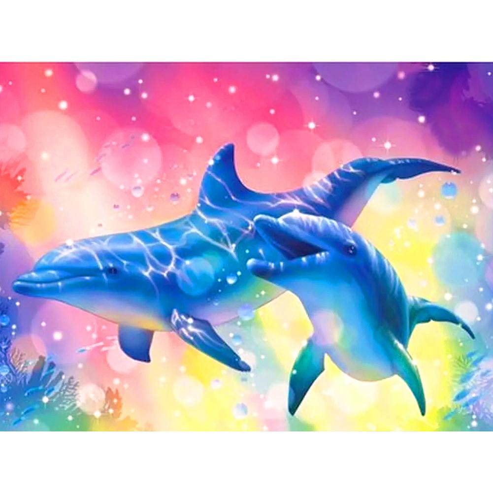 

Huacan 5D DIY Full Drill Diamond Painting Dotz Kit Dolphin Sunset Mosaic для взрослых Домашний декор стен