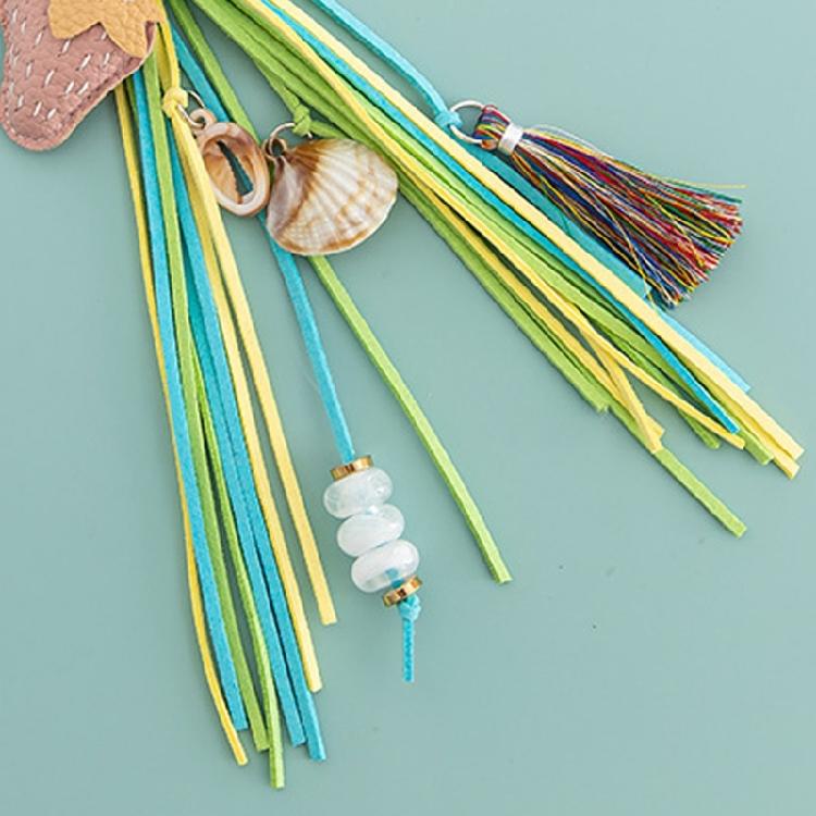 Versatile Bohemian Style PU Shell Bead Keychain Craft Kit With Playful Fruit Design And Adjustable Tassels Trims