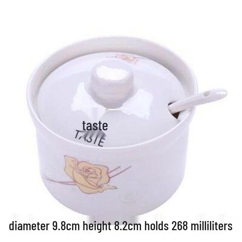 Ceramic Spice Jar Set with Lid & Spoon - Perfect for Salt, Sugar, Chili, or Oil