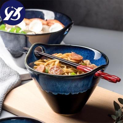 Deep Blue Ceramic Salad Rice Noodle Bowl Tableware