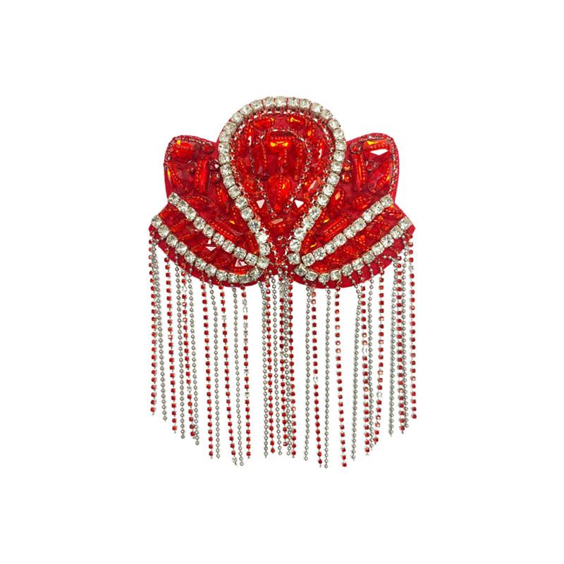 1Pc Beaded Decoration Tassel Epaulets Sparkling Shoulder Tassel Epaulet Detachable красный