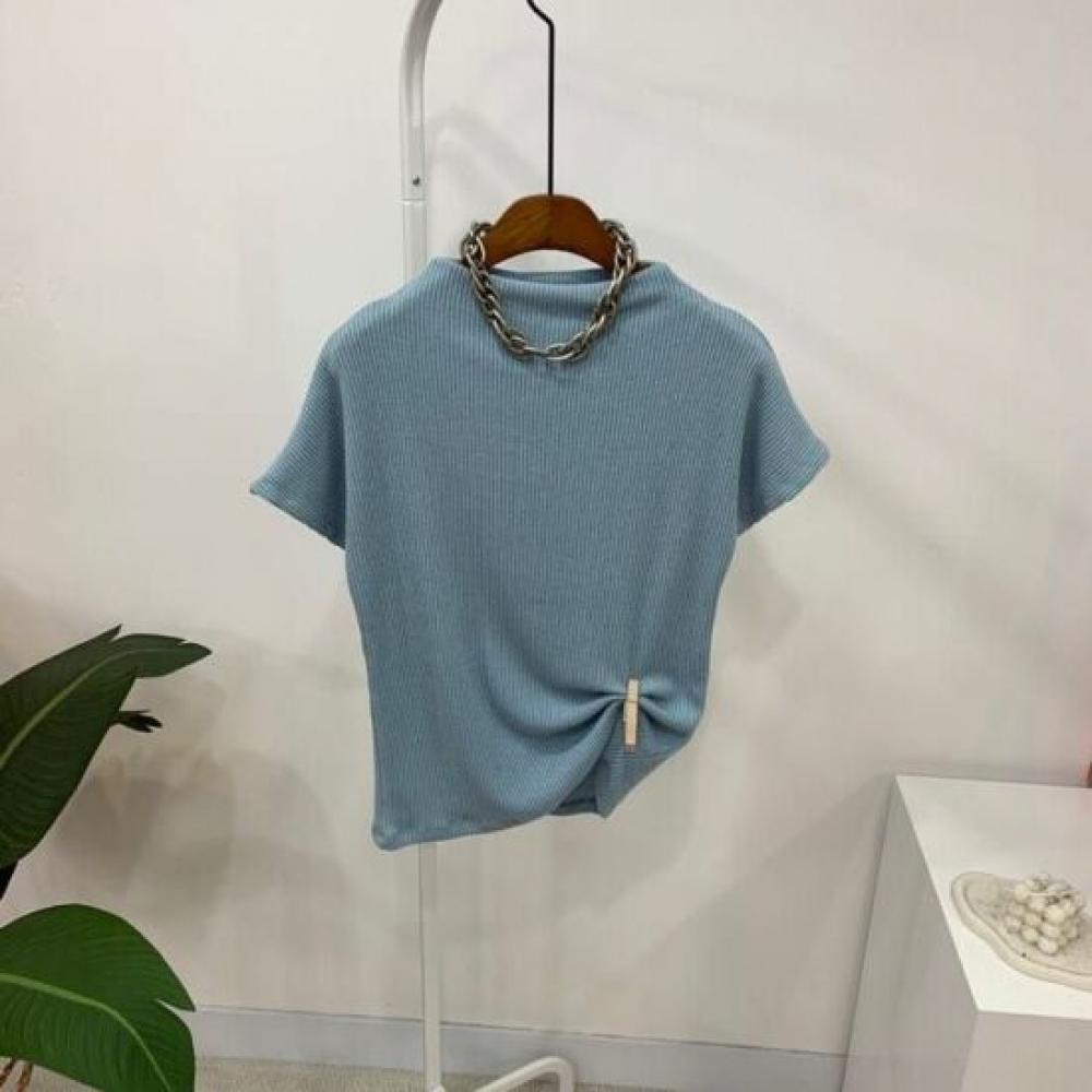 C S In The Room Feed Rib Slim Half neCk Cap Sleeve Knit 5Color