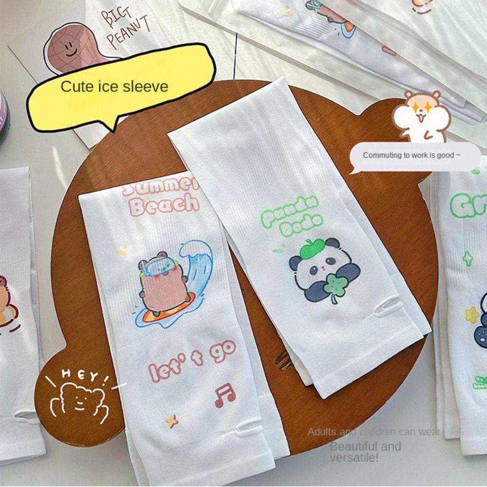

1 pair Anti-UV Ice Sleeves Ice Fabric Sleeve Covers Cute Arm Sleeves Sport C