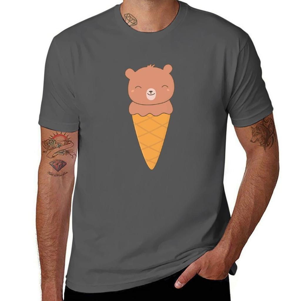 Kawaii Cute Chocolate Bear Ice Cream TShirt man t shirts for men t shirts for man cotton TShirt