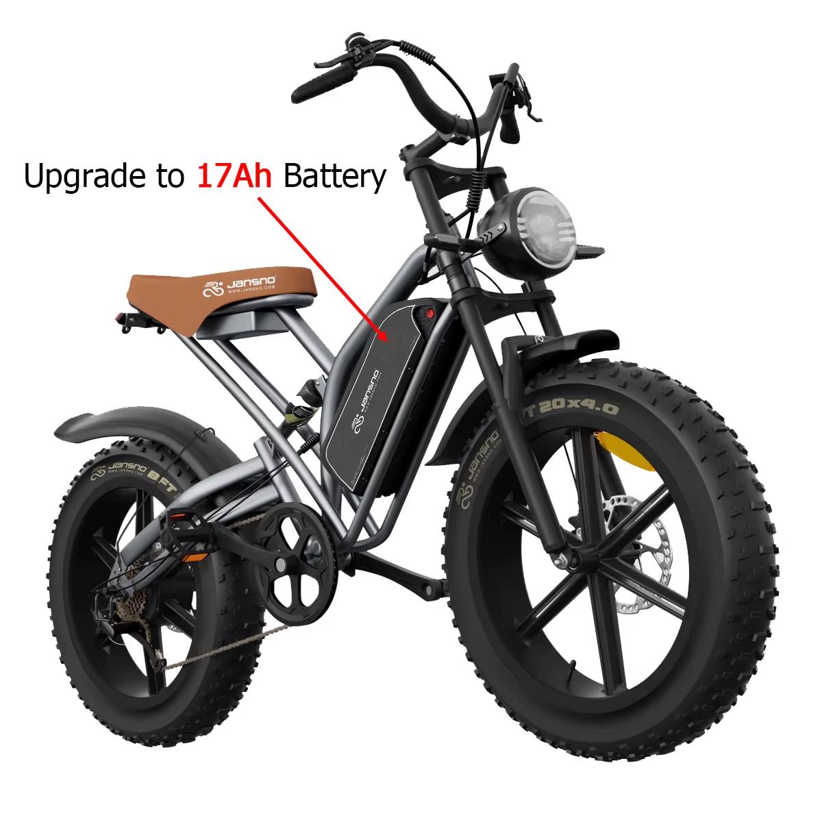 Yayi Jansno X50 Adults Electric Bike 750/250W 48V17ah Removable Battery Fat Tire 20 Off Road Mountain Ebike 25Mph Electric Bicycle