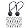 20pcs Elastic Ball Bungee Cords Heavy Duty Stretch Rope with Ball Ties for Canopies Tarps