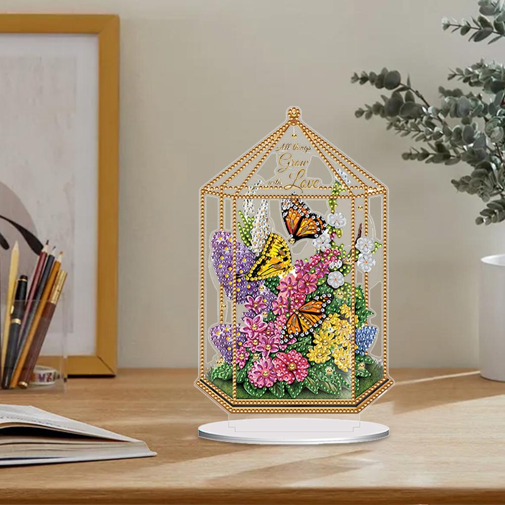 Acrylic Special Shape Garden Hut Desktop Diamond Art Kits Rhinestones Desktop Ornaments 5D DIY Diamond Art Tabletop Decorations