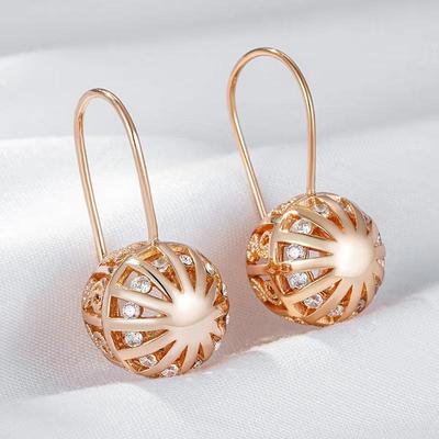 Fashion Golden Ball Drop Earrings For Women White Zircon High Quality Daily Jewelry