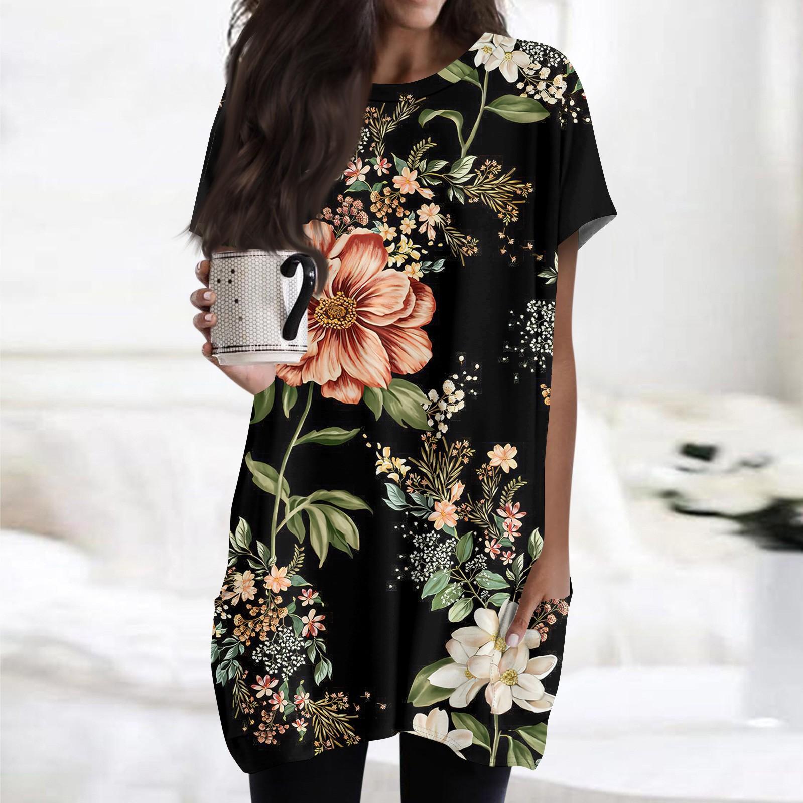 

Женская модная повседневная футболка с коротким рукавом и круглым вырезом с принтом и двумя карманами L армия зеленый