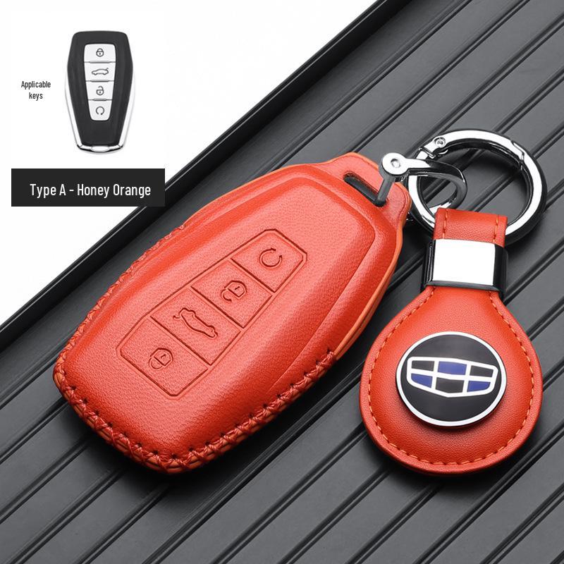 Genuine Leather Key Case for Geely Boyue, Xingyue L, Binyue ICON, Xingrui, Panda Mini - Premium Metal Shell