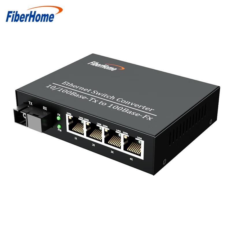 

FiberHome 100M Single-Mode Single-Fiber 1-Optic 4-Electric Transceiver